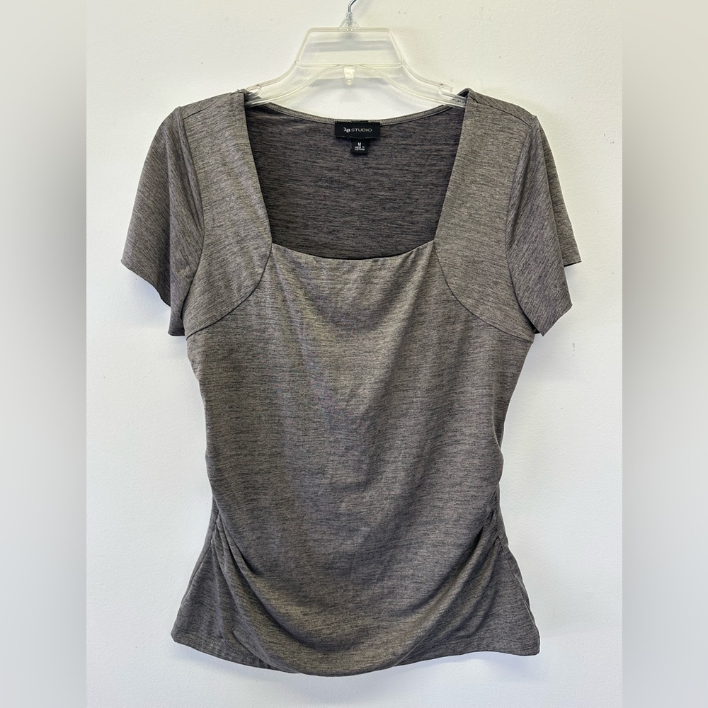 AB Studio Gray Short Sleeve Blouse